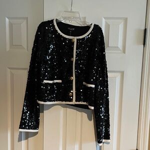 J. Crew Black and Gold Sequin Lady Jacket